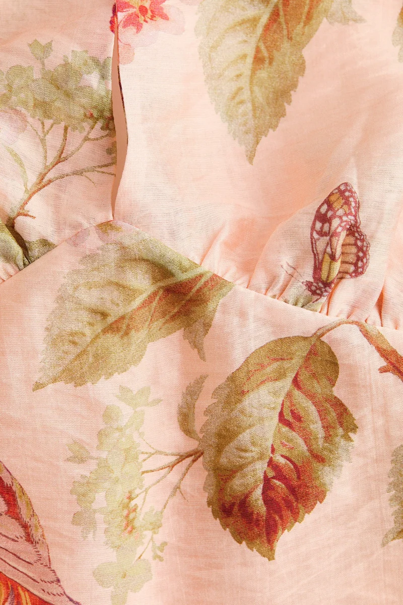 اتش اند ام بلوزة منقوشة بشرائط حول الرقبة