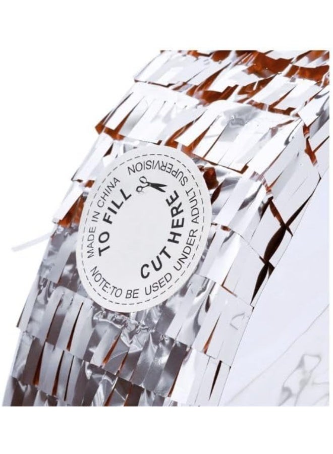 Goldedge 42x30x8cm Number Piñata Birthday Piñata Decorations Silver Foil Piñata with Stick Blindfold Confetti for Boy Girl Birthday Party Decorations Anniversary Celebrations Fiesta Supplies(Number 4) - Image 3