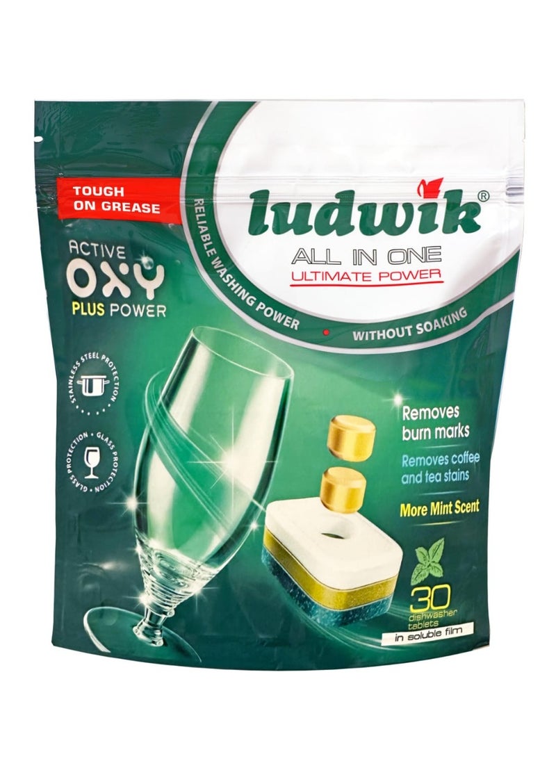 ludwik Ludwik All in One Dishwasher Tablets with Mint Extract, 30 Tablets (2 Pack) + 14 Tablets (1 Pack)  - Image 3