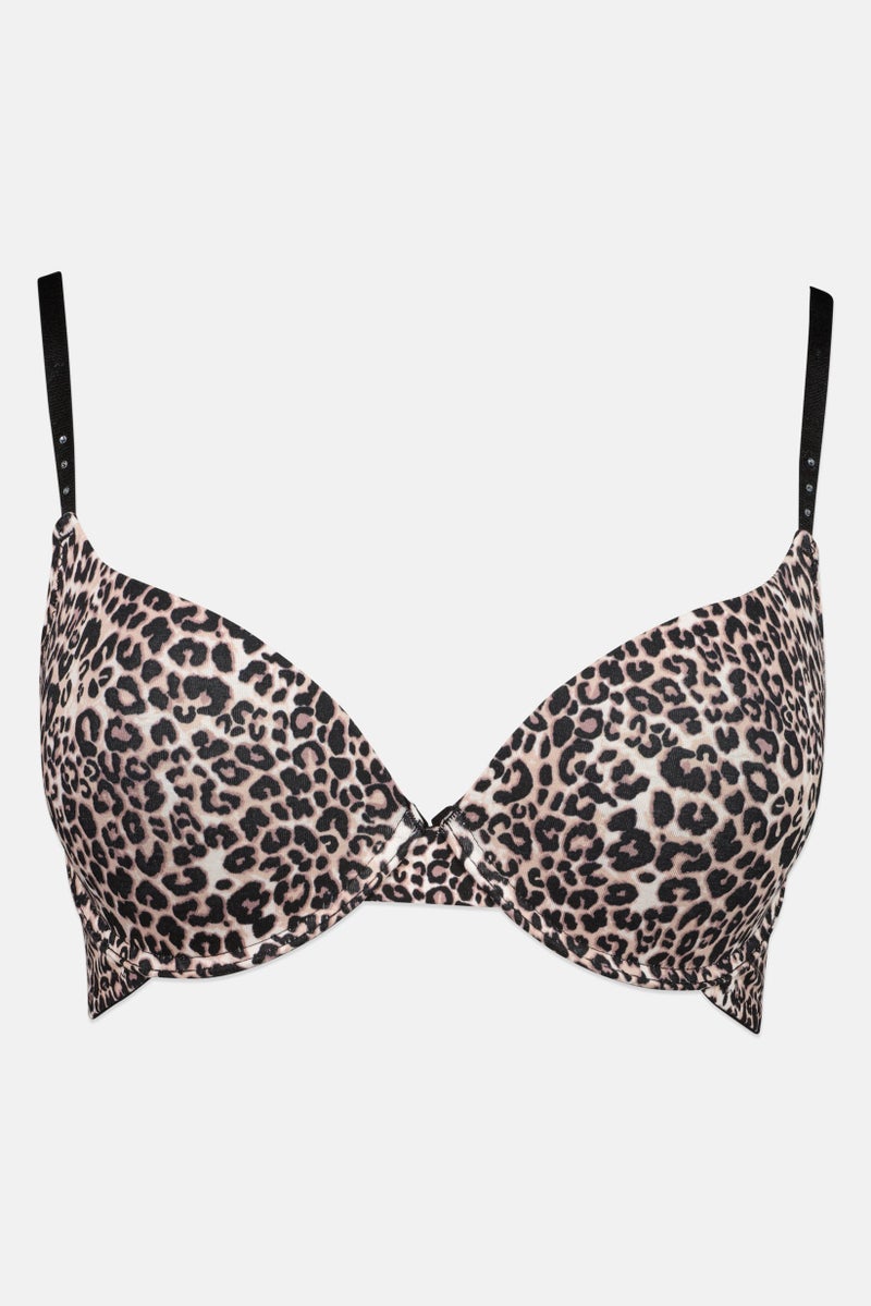 bebe Women 3 Pack Animal Print Padded Underwired Push Up Bra, Multicolor - Image 4