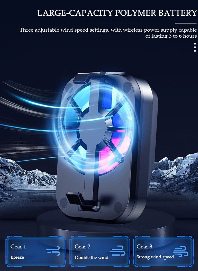 DUNISO Mobile Phone Radiator Cell Phone Cooler Portable Phone Radiator With RGB Light Mobile Phone Cooling Fans Rechargeable Cellphone Cooling Fan Accessories for Game Player Tiktok Outdoor - Image 3