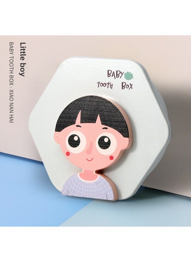 Generic Wooden Baby Teeth Replacement Teeth Storage Box Storage Box For Boys And Girls Umbilical Cord Fetal Hair Collection Commemorative Box-Color:Little Boy  - Image 1