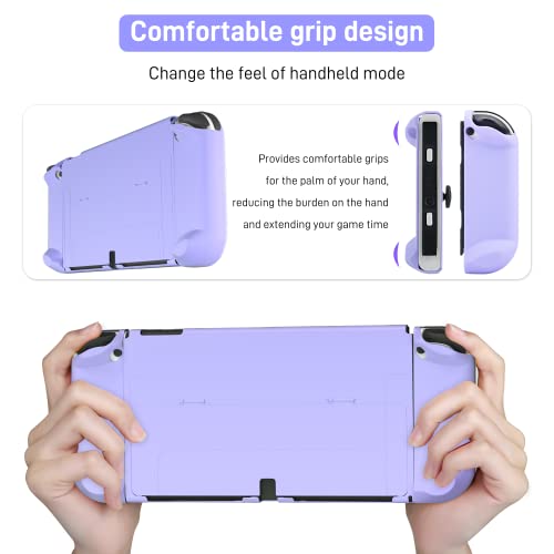 RHOTALL Protective Case Compatible with Nintendo Switch OLED, Dockable Shell for Console and Controller, Cute Accessories with Comfortable Grip Design - Purple - Image 4