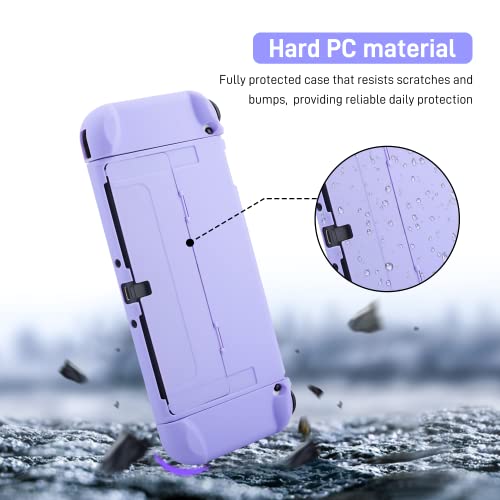 RHOTALL Protective Case Compatible with Nintendo Switch OLED, Dockable Shell for Console and Controller, Cute Accessories with Comfortable Grip Design - Purple - Image 5