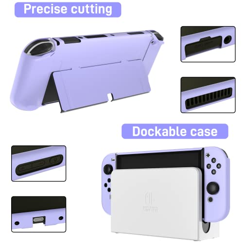 RHOTALL Protective Case Compatible with Nintendo Switch OLED, Dockable Shell for Console and Controller, Cute Accessories with Comfortable Grip Design - Purple - Image 2