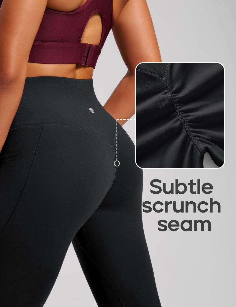 Heathyoga Scrunch Butt Lifting Leggings with Pockets for Women Tummy Control Compression Leggings No Front Seam Yoga Pants Black - Image 4