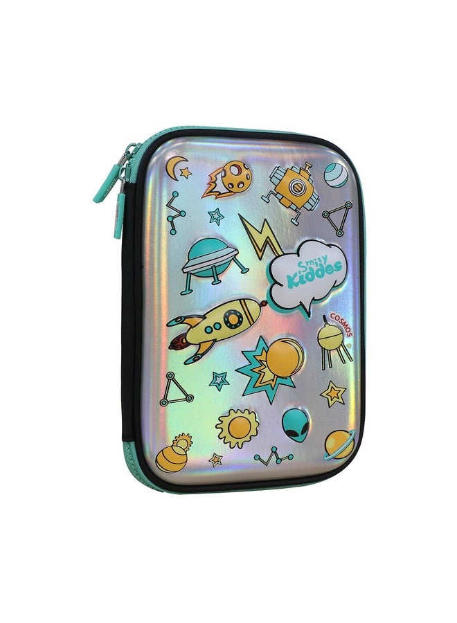 سمايلي كيدوز حافظة أقلام رصاص صلبة ذات حجرة واحدة من Smily Kiddos مصنوعة من أسيتات فينيل الإيثيلين (Eva) بتصميم فضائي V2 باللون الأرجواني مع حجرات - منظم لوازم مدرسية للأطفال بسعة كبيرة وصندوق قرطاسية للطلاب - Image 4