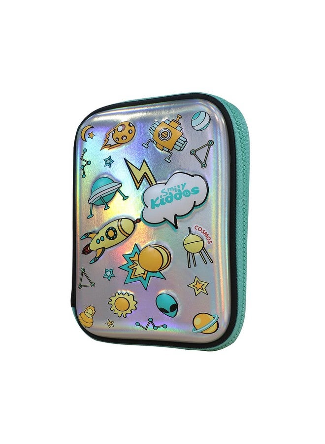 سمايلي كيدوز حافظة أقلام رصاص صلبة ذات حجرة واحدة من Smily Kiddos مصنوعة من أسيتات فينيل الإيثيلين (Eva) بتصميم فضائي V2 باللون الأرجواني مع حجرات - منظم لوازم مدرسية للأطفال بسعة كبيرة وصندوق قرطاسية للطلاب - Image 3