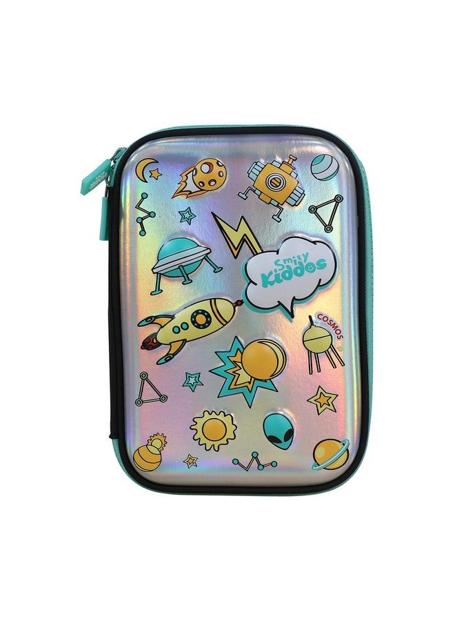 سمايلي كيدوز حافظة أقلام رصاص صلبة ذات حجرة واحدة من Smily Kiddos مصنوعة من أسيتات فينيل الإيثيلين (Eva) بتصميم فضائي V2 باللون الأرجواني مع حجرات - منظم لوازم مدرسية للأطفال بسعة كبيرة وصندوق قرطاسية للطلاب - Image 1