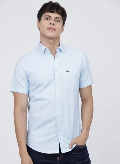 The Indian Garage Co Men Slim Fit Solid Half Sleeves Cutaway Collar Casual Shirt