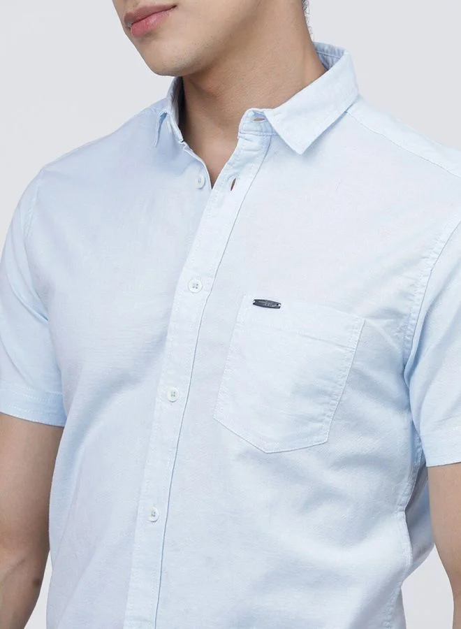 The Indian Garage Co Men Slim Fit Solid Half Sleeves Cutaway Collar Casual Shirt