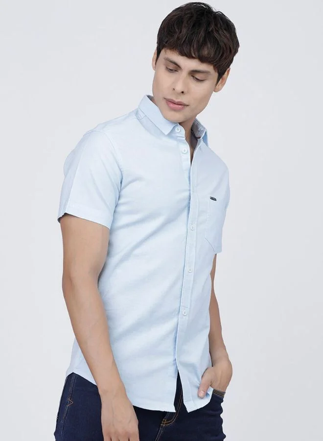 The Indian Garage Co Men Slim Fit Solid Half Sleeves Cutaway Collar Casual Shirt