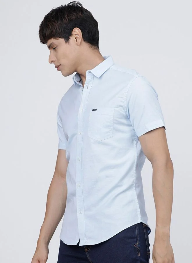 The Indian Garage Co Men Slim Fit Solid Half Sleeves Cutaway Collar Casual Shirt