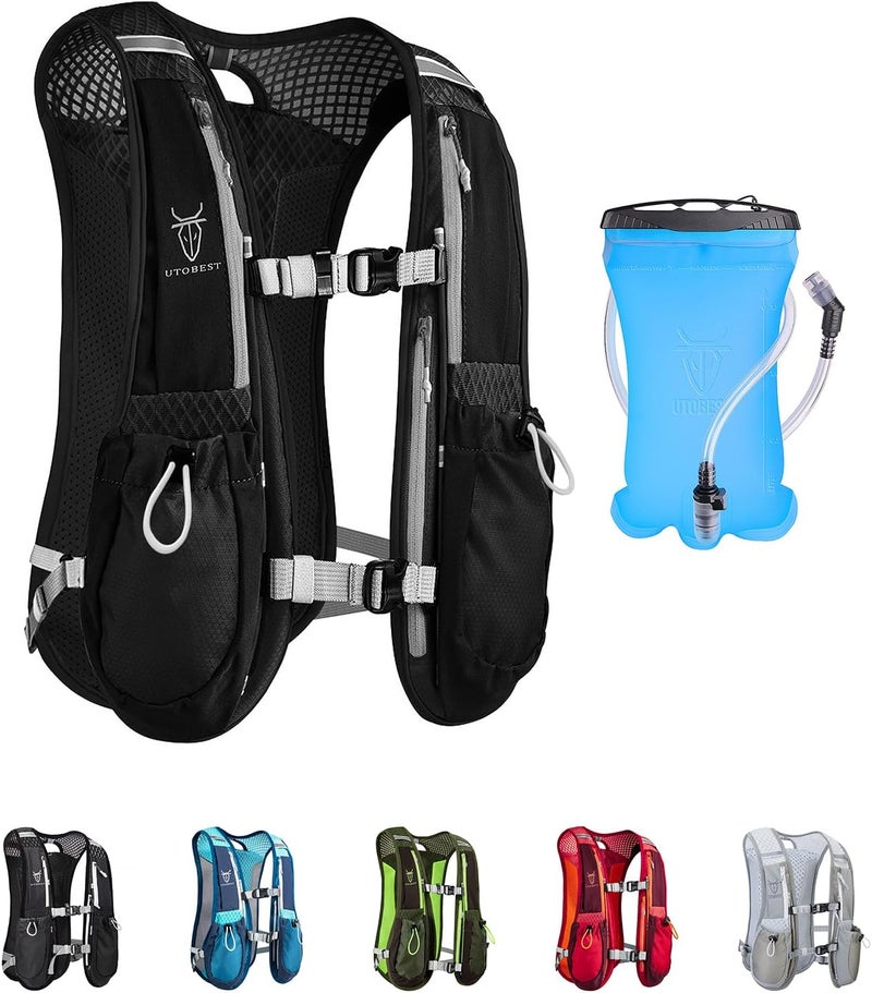 UTOBEST Running Vest, 5L Hydration Vest Lightweight, Breathable and Sweatproof Running Backpack, Adjustable Running Hydration Vest for Trail Running Marathon Race Jogging Cycling - Image 1