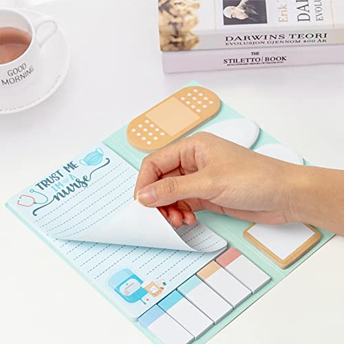 Xqumoi Nurse Sticky Notes Set, 550 Sheets, Cute Cartoon Medical Supplies Self-Stick Notes Pads Bundle Writing Memo Pads for Nursing Student Essentials Hospital Back to School Nurse Supplies Gift - Image 3