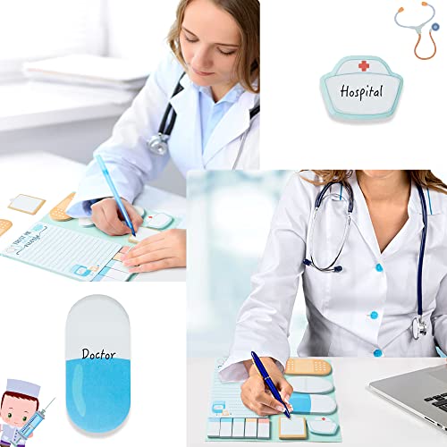 Xqumoi Nurse Sticky Notes Set, 550 Sheets, Cute Cartoon Medical Supplies Self-Stick Notes Pads Bundle Writing Memo Pads for Nursing Student Essentials Hospital Back to School Nurse Supplies Gift - Image 5