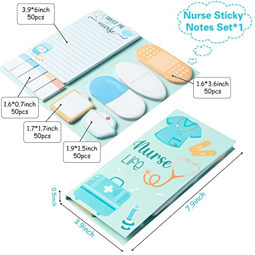 Xqumoi Nurse Sticky Notes Set, 550 Sheets, Cute Cartoon Medical Supplies Self-Stick Notes Pads Bundle Writing Memo Pads for Nursing Student Essentials Hospital Back to School Nurse Supplies Gift - Image 2