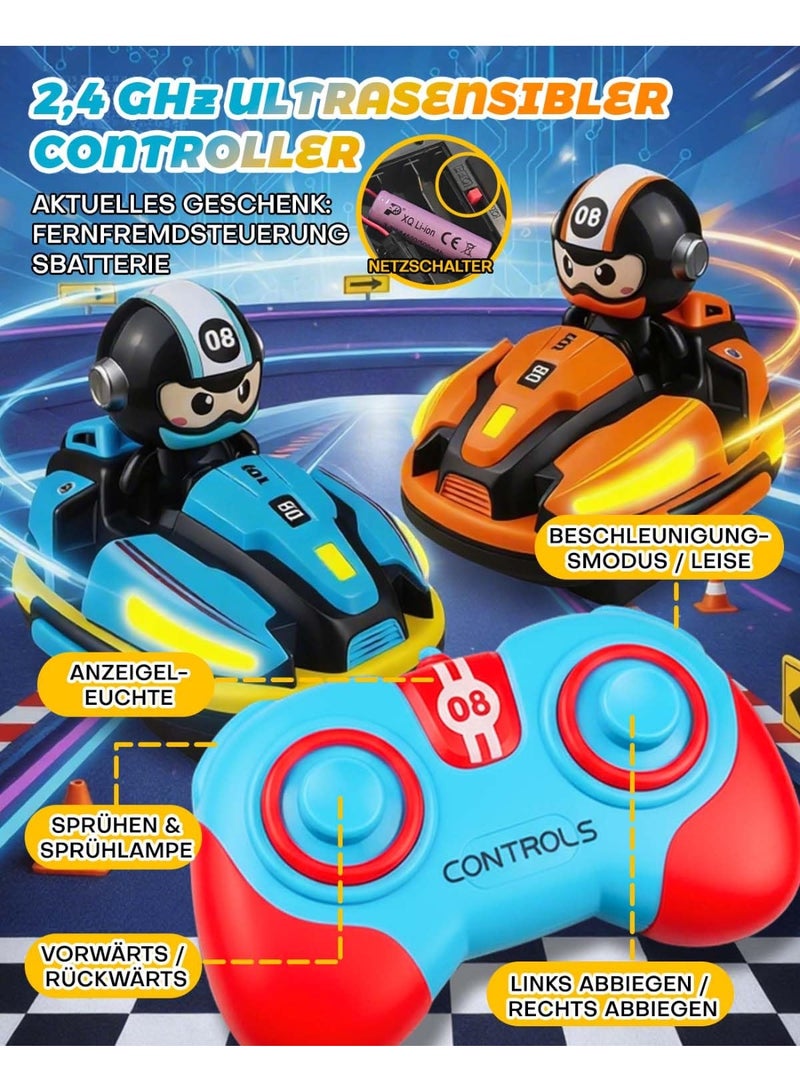 Auto telecomandata, giocattolo contro l'altro, telecomandato, per bambini, 2 pezzi, scooter RC con luce LED, musica ed effetto nebbia, ideale per il compleanno dei bambini - Image 2