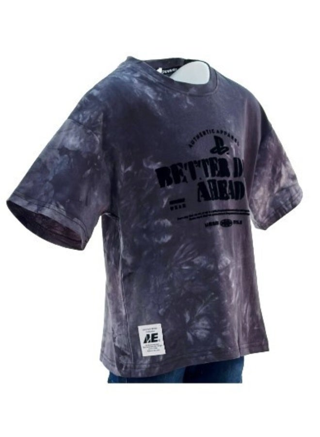 JOANNA JOANNA 23KY309B Boy's Better Days Ahead Quotes Round Neck Short Sleeve T-Shirt - Grey/Navy  - Image 2