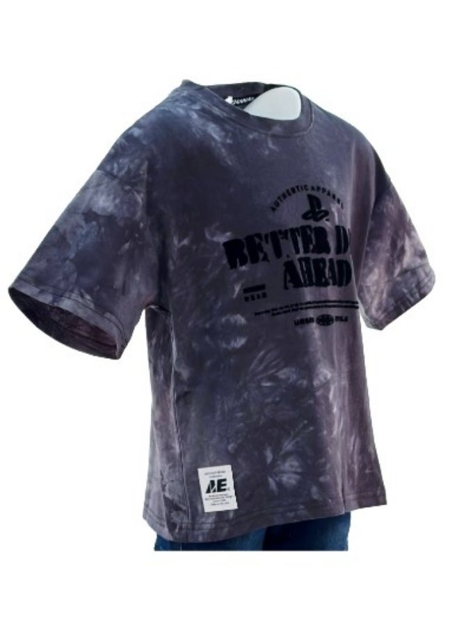 جوانا تي شيرت أولاد برقبة دائرية وأكمام قصيرة مع عبارات "أيام أفضل قادمة" - أسود - سنتان - Image 5