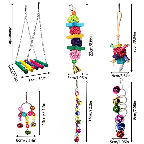 ESRISE 8 Pcs Parakeet Cockatiel Bird Toys, Parrots Cage Accessories Swing Wooden Perch Chewing Toy for Budgerigar, Conures, Love Birds, Finches, Budgies - Image 5