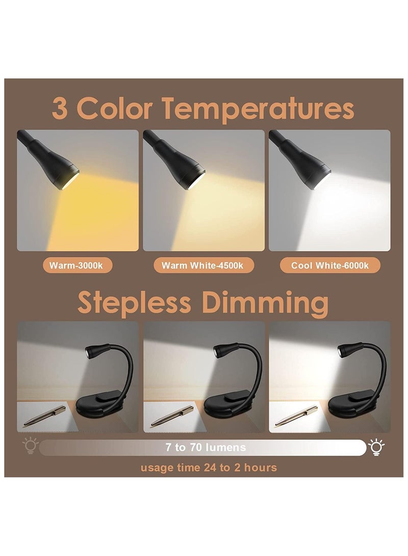 Book Light Reading Light Book Lamp for Reading in Bed, Ideal for Reading Lovers, Clip on LED BookLight Rechargeable USB Portable 3 Color Temperatures Stepless Dimming Small Book Accessories - Image 3