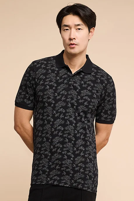 أر أند بي Printed Polo T-Shirt with Short Sleeves