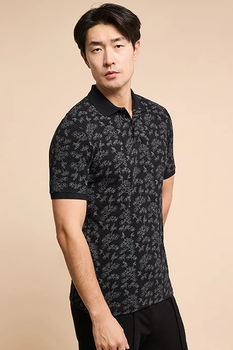 أر أند بي Printed Polo T-Shirt with Short Sleeves