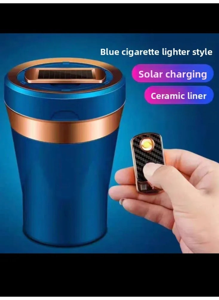 صينية سجائر سيارة شمسية مع ولاعة USB وإضاءة LED - كوب سيراميك داخلي مقاوم للحرارة لسيارات بي إم دبليو/مرسيدس/تويوتا (سلامة معتمدة) - Image 3