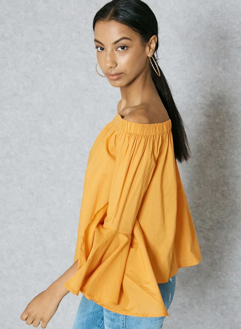 Ginger Ruffle Cuffed Bardot Top