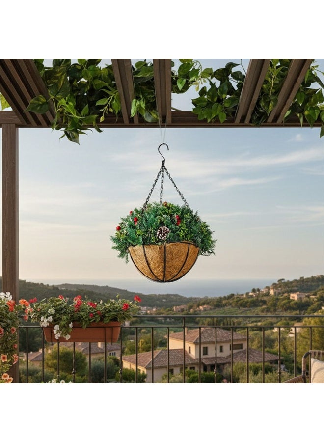 DANUBE HOME نبات صناعي معلق بسلة - نمط الصنوبر، نبات زينة مزيف للشرفة، المطبخ والديكور الداخلي، نباتات خضراء واقعية لمظهر طبيعي - أخضر - Image 5