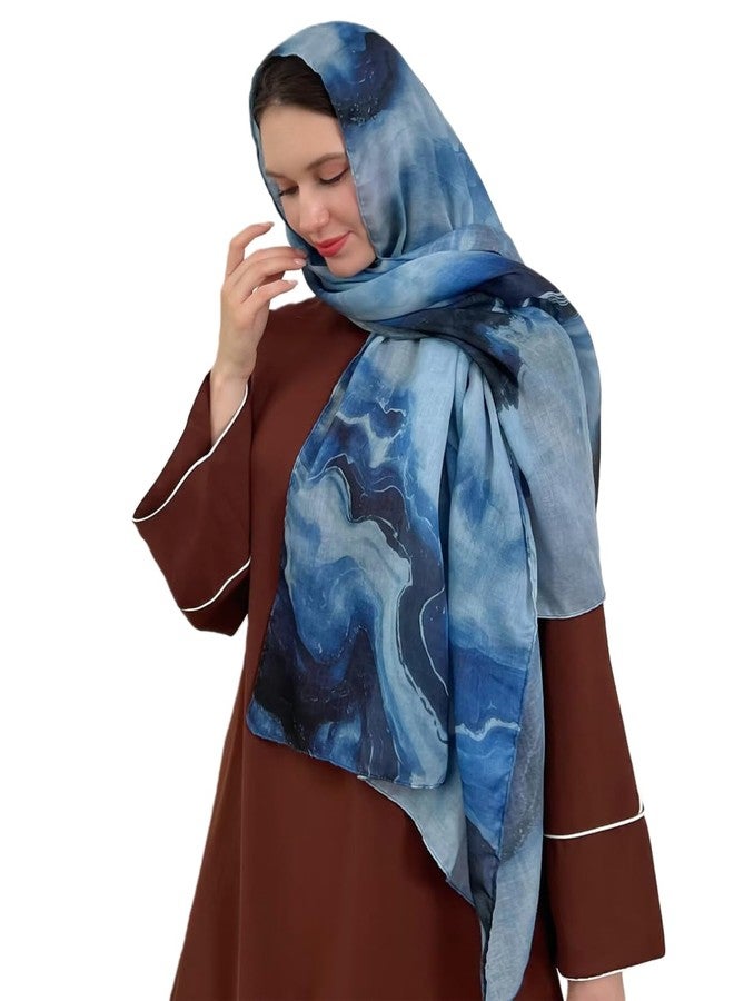 ZGMYC حجاب مطبوع عليه زهور مائية من ZGMYC للنساء، مصنوع من قطن مودال ناعم، حجاب فوري، شال، وشاح طويل، اللون 2، مقاس واحد - Image 3