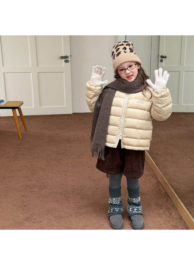 New National Standard Duck Down Traceable~unisex Parent-child Style Basic Thick Warm Letter Stand Collar Down Jacket