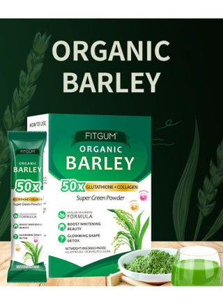fitgum organic barley 50x glutathione FITGUM Organic Barley Powder, Organic Pure Barley Flour,50X Glutathione+Collagen,Super  Green Powder 3g*15bags | Best Price KSA