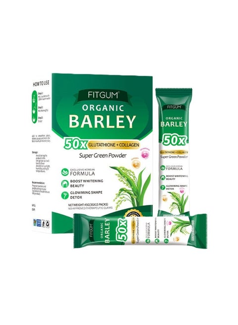 barley glutathione Organic Barley Powder, Organic Pure Barley Flour,50X  Glutathione+Collagen,Super Green Powder 3g*15bags