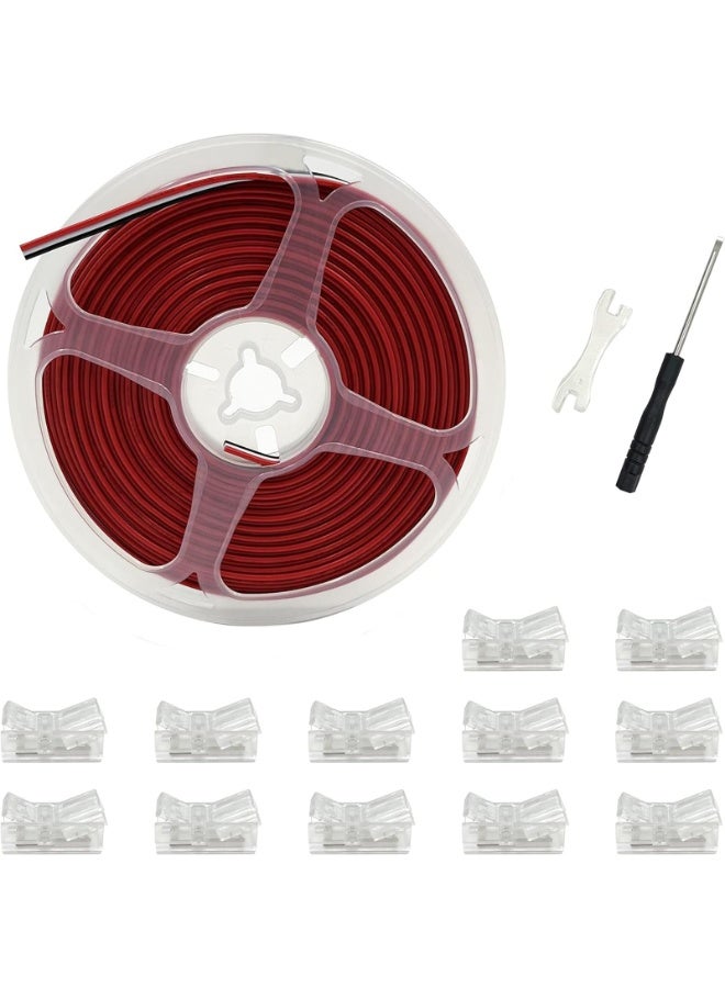 8-8mm Cob Led Strip Light Connectors 2 Pin, led Strip to Wire Solderless Transparent Track Lighting Adapter Connection with 19.68ft Led Wire Extension Cable for White Led Tape 12/24V - Image 1