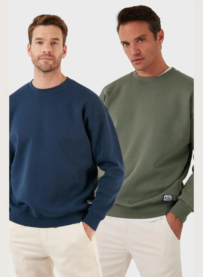 Buratti Buratti Regular Fit Crew Neck Fleece Lined 2-Pack Men's Sweatshirt 5905255S2