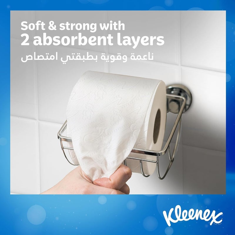 Kleenex ورق تواليت ناعم جاف، ثنائي الطبقة، 12 لفة × 200 ورقة، مناديل حمام منقوشة مع لمسة من القطن (عبوة من 2) - Image 3