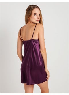 Magic Form 7270 Strappy Satin Nightgown - Plum  - Image 2