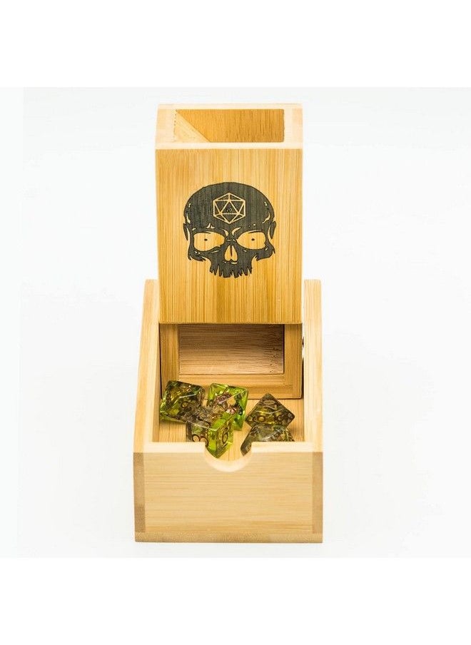 cusdie Bamboo Dice Tower Foldable Wooden Die Roller Castle Rolling Case For Dungeons And Dragons Board Game D&D Rpg  - Image 3