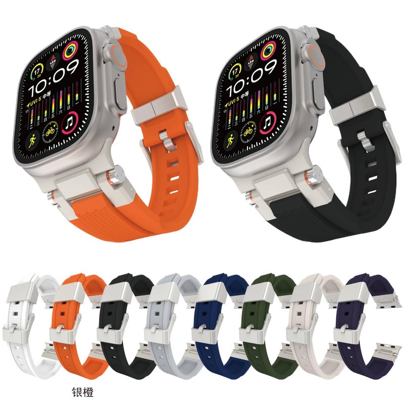 سوار ساعة ذكية سوار رياضي من السيليكون متوافق باللون أخضر قابل للتعديل مع Apple Watch 42/44/45/49mm بملاءمة قابلة للتعديل وحزام بديل - Image 3