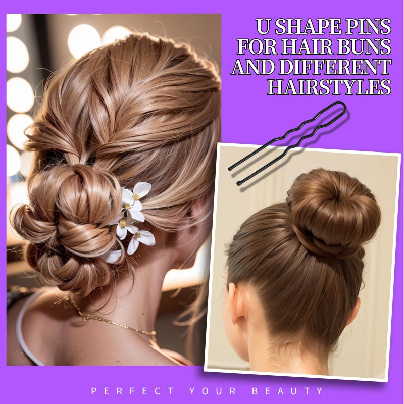 Teenitor 300pcs Hair Pins Bobby Pins Black, 100 Black Bobby Pins 2" 2.75"100 Hair Pins for Women and 100 Clear Hair Bands Kit, U Pins for Buns 2" 2.36" - Image 3