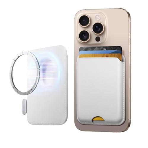 Flavizo MagSafe Card Holder Wallet Designed for iPhone 12/13/14/15 Series, Slim Magnetic Wallet with Strong Magnets, Secure Phone Card Case White. - Image 1
