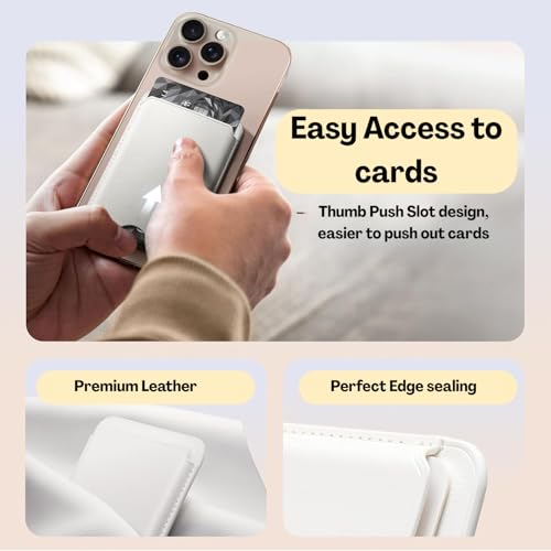 Flavizo MagSafe Card Holder Wallet Designed for iPhone 12/13/14/15 Series, Slim Magnetic Wallet with Strong Magnets, Secure Phone Card Case White. - Image 4