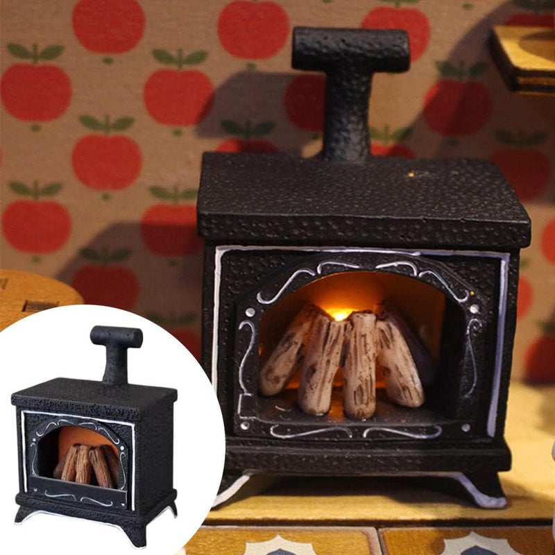 كلاراكو مدفأة LED لبيت الدمى، مشهد مصغر بمقياس 1/12، ديكور عيد الميلاد لبيت الدمى، أثاث مصغر - Image 4
