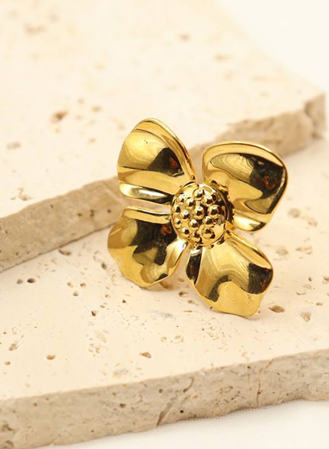 The Black Pearl Accessories Stainless Steel Golden Free Size Ring - Image 1