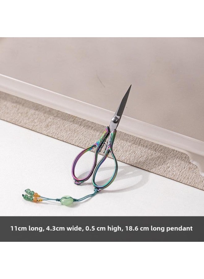 Two One Stainless Steel Tea Scissors Retro Rock Tea Tieguanyin Tea Bag Small Scissors Chinese Tea Art Tea Ceremony Accessories-Color:Color + Pendant  - Image 1