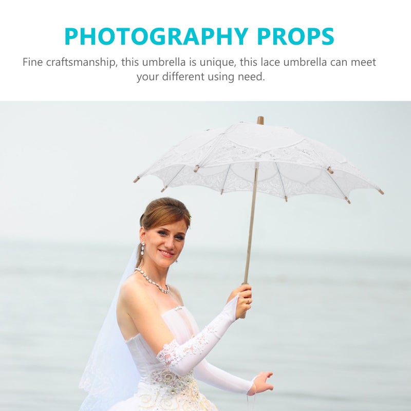 2pcs Wedding Bridal Umbrella Embroidery Lace Umbrella Decorative Umbrella Photography Prop - Image 4