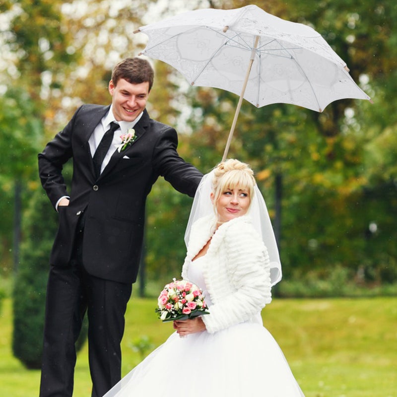 2pcs Wedding Bridal Umbrella Embroidery Lace Umbrella Decorative Umbrella Photography Prop - Image 3