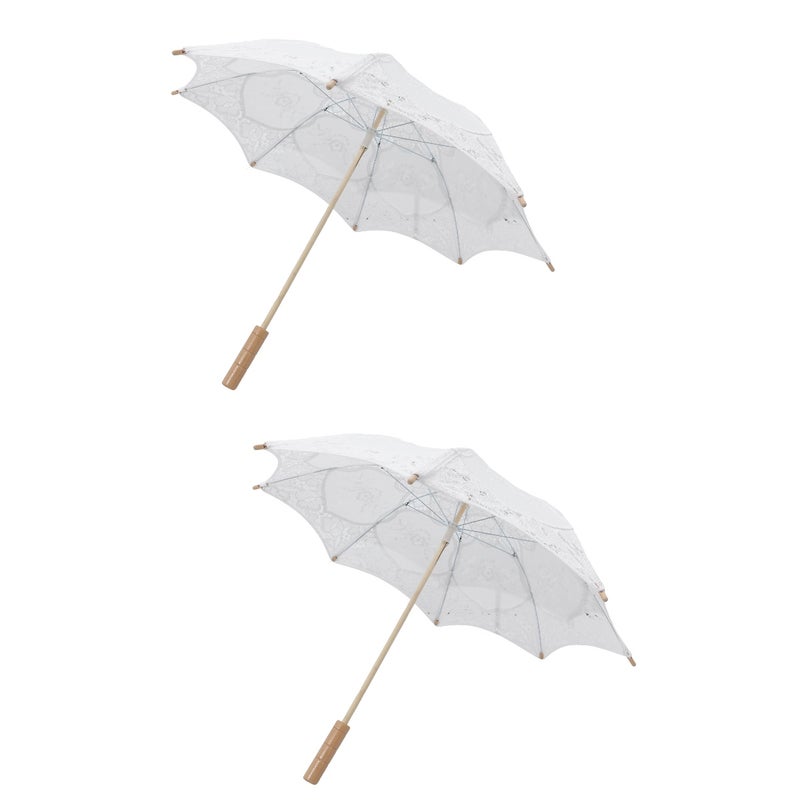 2pcs Wedding Bridal Umbrella Embroidery Lace Umbrella Decorative Umbrella Photography Prop - Image 1